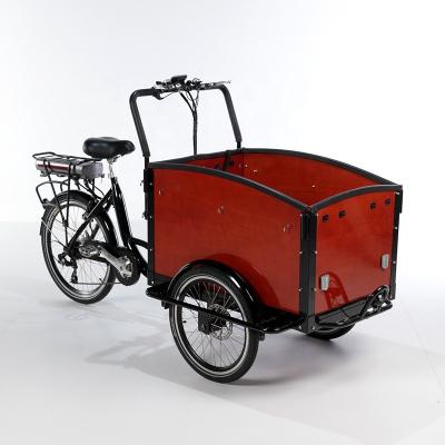 China Dutch Popular Cargo Bike 3 Wheels Electric Cargo Tricycle Bakfiets With Trolley for sale