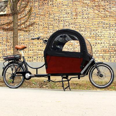 China New 2 Wheel Bakfiets Motor Box Carbon Steel Frame Middle Electric Cargo Bike Europe Family Hot Selling Cargo Bike for sale