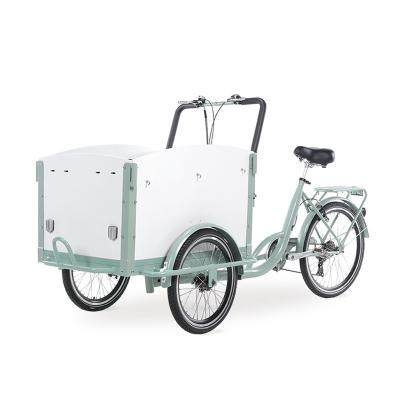 China Take child or pets new design cargo bike adult electric tricycle three wheels passenger family cargo bike bakfiets for sale