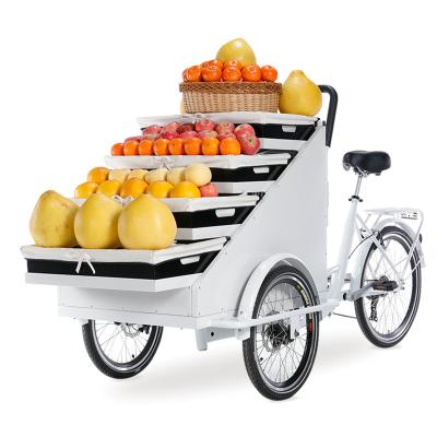 China New good quality fruit food truck retail cargo tricycle fruit food cart selling bike 4 trays retailing bike for sale