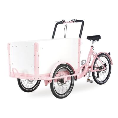 China Electric Cargo 3 Wheel Tricycle Unfolding Steel Frame Cargo Bike Pedal Bicycle For Sale for sale