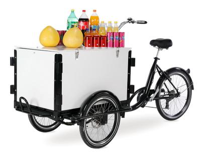 China Electric Cargo 3 Wheel Cargo Bike Wooden Box Tricycle For Food Delivery for sale