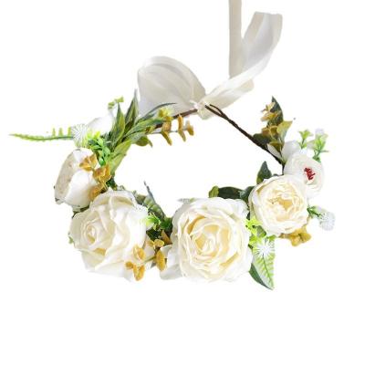 China Wedding Handmade Elegant Wedding Party Use Wholesales Hawaii Floral Hair Accessories Flower Garland Wreath for sale