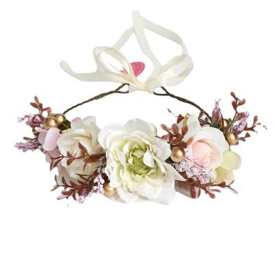 China Wedding Use Wholesale Sales Braids Flower New Simulation Spring Flower Simple Sweet Headband Hawaii Bridal Crown for sale