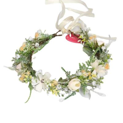 China Wedding Use Performance Use Photo Bohemian Flower Corolla Headband Seaside Bridal Wreath New Vintage Forest Plant Flower for sale