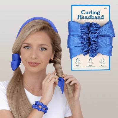 China Hair Curling New Amazon Best Selling Scrunchies Lazy No Heat Curler Set Rod Hair Curling Wand Rods Heatless Ribbon Hair Bands for sale