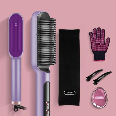 China Hotel Electric Fast Heating PTC Brush Anti Frizz Rotating Hair Straightening Brush for sale