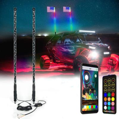 China 1PCS RGB Chasing 3ft LED Antenna Whip Flag Light &Remote 300 LED Flagpole Lamp APP Remote Control For Trucks ATV UTV 3ft for sale