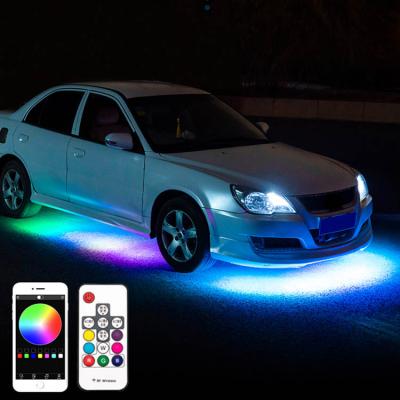 China Car 4pcs Underglow Atmosphere Lamp /APP Control Flexible Waterproof Decorative Remote System Underbody Car LED Strip RGB Neon Light B 12 for sale