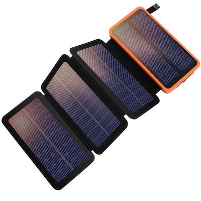 China Outdoor Waterproof Foldable 25000 Solar Panel Charging Backup Solar Charger 25000 Mah Battery Solar Power Bank Portable Solar Mobile Charger for sale