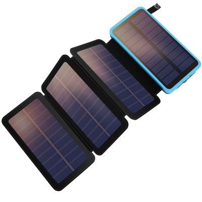 China Portable Solar Usb Powerbank Solar Foldable Solar Mobile Phone Charger Cargador Waterproof 25000mah Solar Power Banks Dual Solar Panel Charging for sale