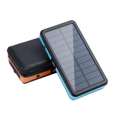 China Outdoor Waterproof Solar Panel Charging 25000mah Solar Backup Charger For Mobile Phone Dual Usb Protable Solar Phone Charger Solar Power Bank for sale