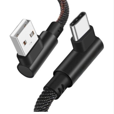 China Speed ​​2.1A 90 Degree Elbow Cowboy Braided USB Fast Charging Cable For IOS Micro USB Type C Data Transfer Cable For Mobile Phone for sale