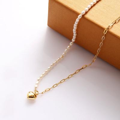 China Cute Gold Plated 925 Silver Heart Fashion Jewelry Necklaces Freshwater Pearl Necklace for sale