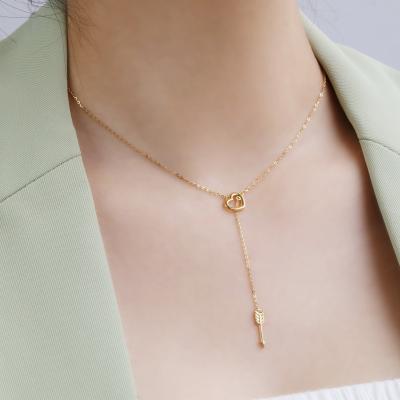 China TRENDY 18k Gold Plated Pure Silver Chain Necklace 925 Silver Heart Fashion Necklaces For Women for sale