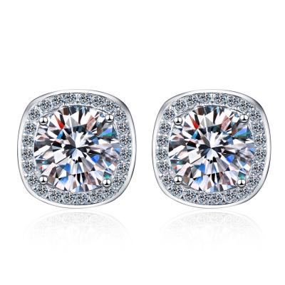 China TRENDY Women Earrings Micro Set Vvs Moissanite Diamond Earrings Silver Plated Gold 50 Point 1 Carat 925 Silver Trendy Party Earrings for sale