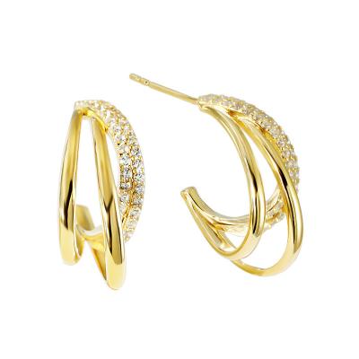 China TRENDY 925 Silver Jewelry 2023 Luxury Zircon Bulk Wholesale Earrings For Women Gold Plated Stud Earrings for sale