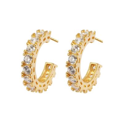 China TRENDY Gold Plated Zircon Earring Fine Jewelry 925 Silver Earrings Wholesale Bulk For Women for sale