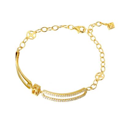 China TRENDY Fine Jewelry Bracelets 925 Sterling Silver 18k Real Gold Plated Bracelet For Women Jewelry for sale