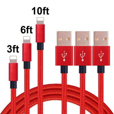 China COMPUTER 1M 3FT 2A Fast Charger For Lightning Cable Syncing Nylon Braided Charger Tie Compatible For iPhone 14 13 12 11 X XS 8 7 6 for sale