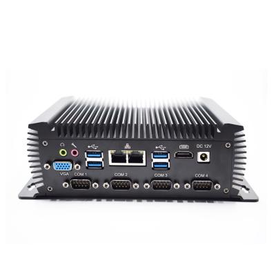 China Best Barebone Aluminum Alloy Mini Industrial PC With 6COM HD VGA Cheap Gaming PC DDR3L 12V Computer Desktop Computer Desks for sale