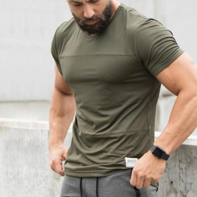 China Anti Shrink Mens Bodybuilding Muscle Shaping Short Sleeve Plain Sports Gym T-Shirt for sale