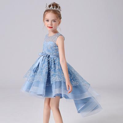 China Breathable Girls Party Dresses Princess Dress Casual Wedding Party Kids Clothes Lace Short Sleeves Flower Dress Children's Clothing for sale