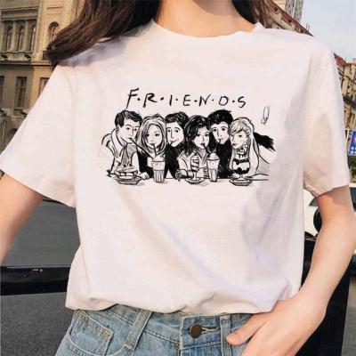 China Anti-Wrinkle Plus Size T-shirts Women's New Old Friends Harajuku Tops Shirts 2021 Unisex Summer 90s Streetwear TV Men Female Show Print for sale