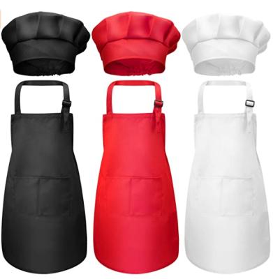 China Adjustable Drink/Food Chef Hat Set Boy Girl Cotton Kitchen Cooking Kitchen Cooking Children's Painting Apron for sale