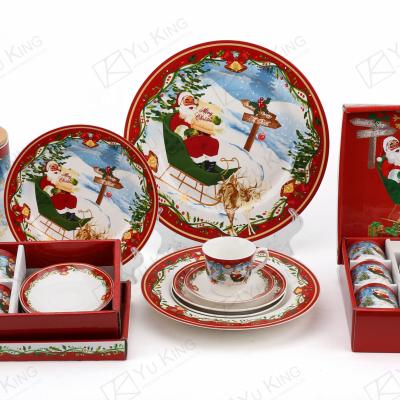 China Viable Hot Selling Christmas Bone China Dinnerware Set Tableware Porcelain Dinner Set Wholesale Dinnerware for sale