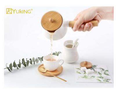 China New Viable Bone China Coffee Maker Coffee Set With Saucer Tea Set Bamboo Tableware for sale