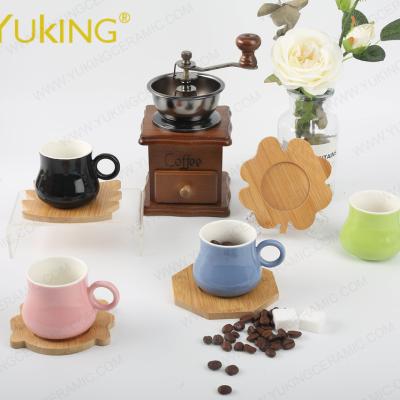 China Latest Viable Bamboo Coffee Cup Saucer Sets New Bone China Factory Price for sale