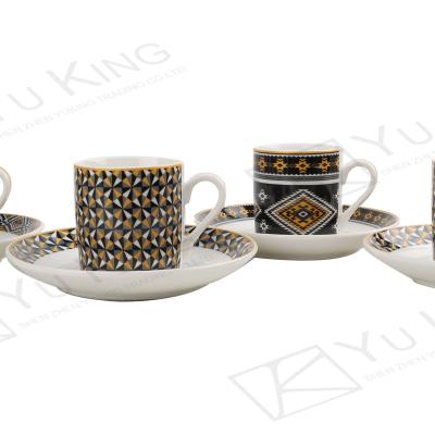 China Fashion Viable Bone China 90ml Coffee And Tea Cup Saucer Sets Ceramic Coffee Cups for sale