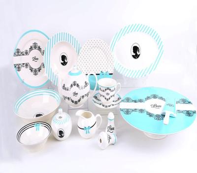 China Sustainable Luxury Dinnerware Bone China Dinner Set Table Set Dinnerware 41 Pcs Dinner Set Porcelain for sale