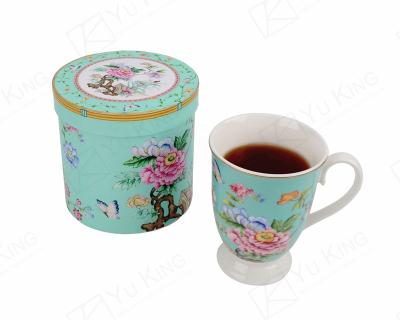 China 2020 Sustainable Bone China Flower Design 220cc Tea Sets With Gift Box for sale