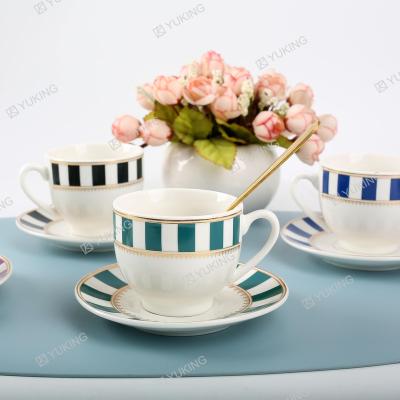 China Sustainable porcelain cup&saucer set teacup sets for sale