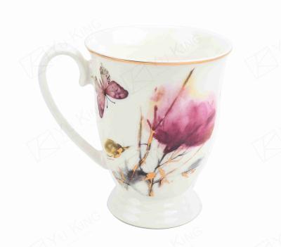 China Viable Hot Sale Manufacturer Flower With White Mug 11oz Coffee Mug Wholesale Gold Ceramic Mug for sale