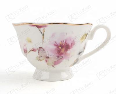 China Viable personalized colorful tea cups ceramic cup and saucer set porcelain tea and coffee set with gold for sale