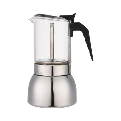 China WITH LID factory bulk sale 6cups espresso glass stainless steel moka pot for sale