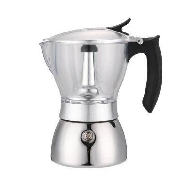 China WITH LID 430 Iron Stainless Material Bottom Pot On Pot Acrylic Coffee To Makers Espresso Machine Mocha Coffee Maker for sale