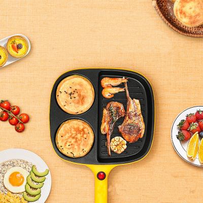 China Outdoor Three-in-One Breakfast Machine Plug In Dormitory Non-Stick Multifunctional Home Fried Egg Fried Steak Pan Electric Pot for sale