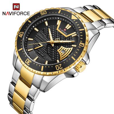 China Sgb New Arrival Naviforce Chronograph 9191 Gold Watches For Luxury Men Business Classic Quartz Wristwatch Male Steel Band Waterproof Clock for sale