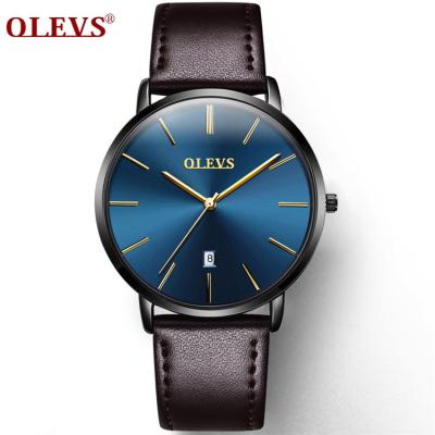 China OEM Non-Specific Odm Olevs Men Watches 2020 Luxury Waterproof Men's Genuine Minimalist Quartz Leather Strap Wristwatches Gua Alloy for sale