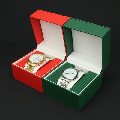 China Custom Leather Gift Box PU Watch Storage Display Packaging Box ODM Creative Logo PU OEM Watch Box Flip for sale