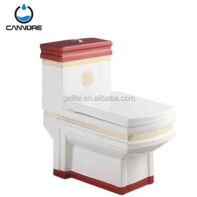 China Water closet Ceramic Bathroom Double-Flow Color Toilet Floor Standing One-Piece Toilet for sale