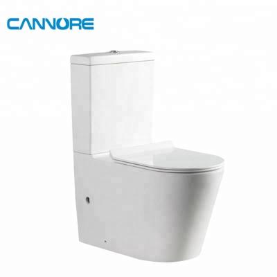 China Double-Flow Chaozhou Factory New Bathroom Ceramic Rimless Watermark Two Piece Toilet for sale