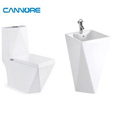 China Double-flow Porcelain Ware Toilet Basin Bathroom Sanitary Suite for sale