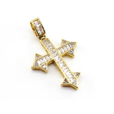 China Casual / Sporty Cuban chain pendant iced out cross hip hop gold heart moissanite pendant for men for sale