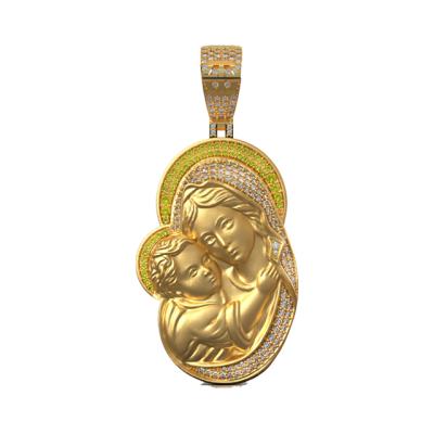 China Hot Sale Hiphop Personality Creativity Charm Pendants Claw Set Hiphop Silver Virgin Mary Necklace Gold Plated for sale