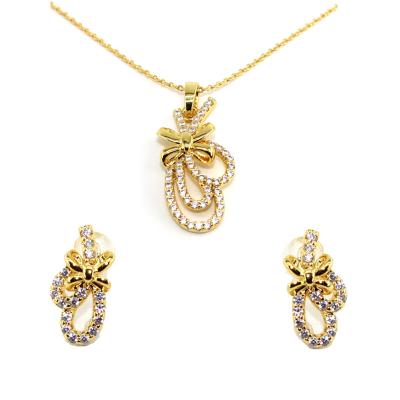 China Who respects the environment; Nickel Free Gold Plated Zircon Jewelry Set For Women Wedding 925 Sterling Silver Jewelry Sets for sale